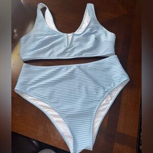 Baby Blue Ribbed Bikini Set